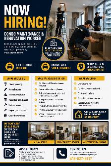 Condo Maintenance & Renovation Technician (Full-Time) – Free Acc