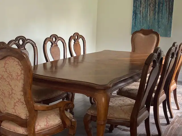 Dining set, high end wood dining table with 8 chairs