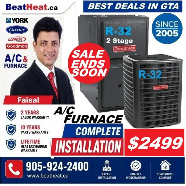 Air Conditioner and Furnace with complete installation from 2399