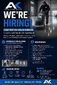 Experienced Concrete Finishers & epoxy Installers – Full-Time