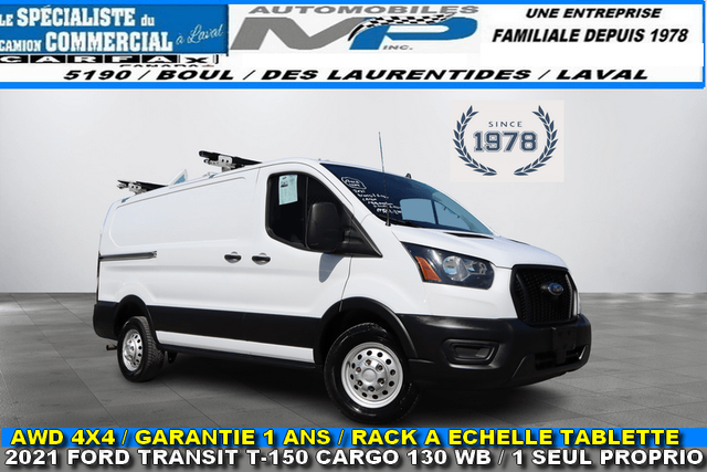 2021 FORD TRANSIT T-150 AWD / 4X4 / 130WB / RACK A ECHELLE / GAR