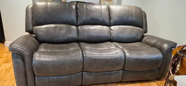 Full genuine leather power reclining couch