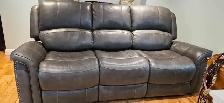 Full genuine leather power reclining couch