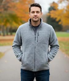 BRAND NEW MEN'S ZIP UP FLEECE JACKET (LARGE - GREY) - Photo 3