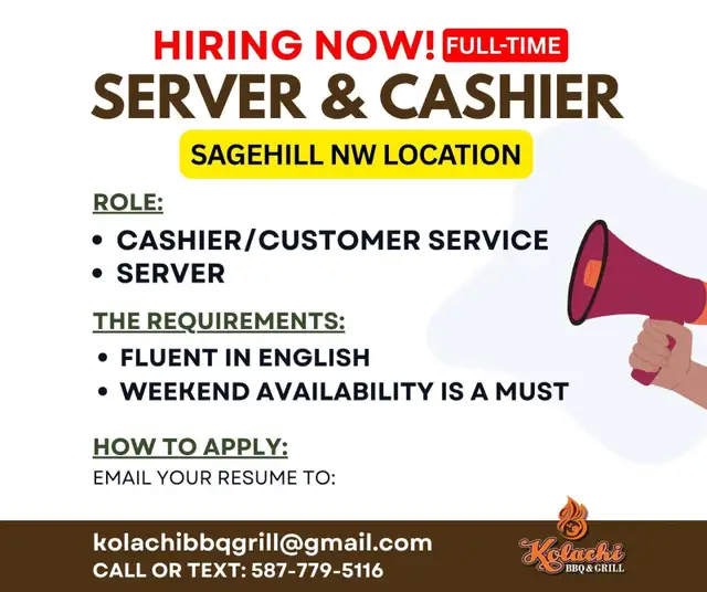 Urgent Hiring Restaurant Serverin NW Calgary