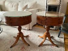 Vintage Mid Century Drum Side Tables