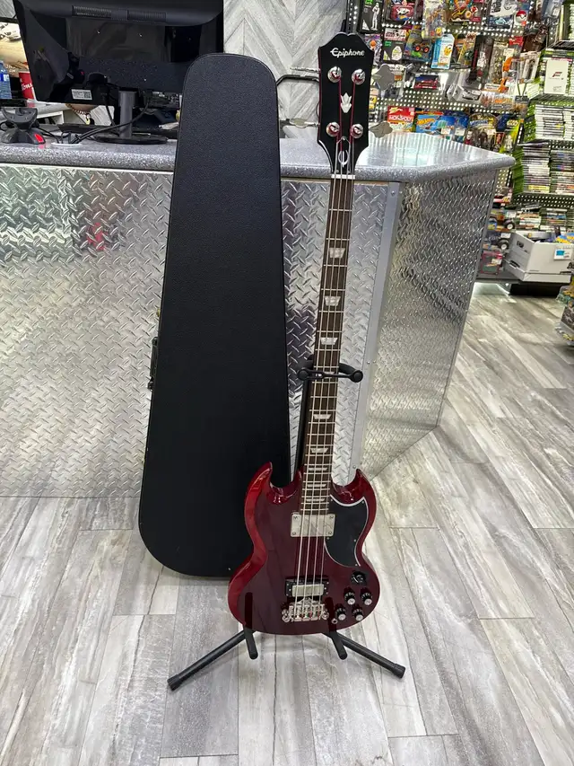 Epiphone EB-3 4 String Bass Guitar Cherry Finish With Case