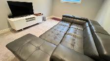 Faux leather sofa set with pull out bed and ottoman - Photo 2