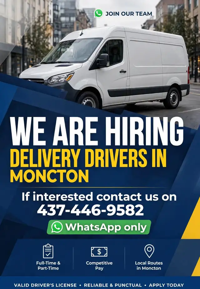 Delivery Drivers Wanted in Moncton
