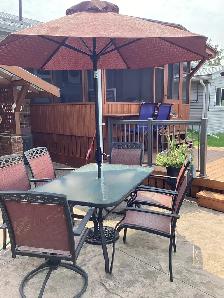 Outdoor 9 piece dining set.