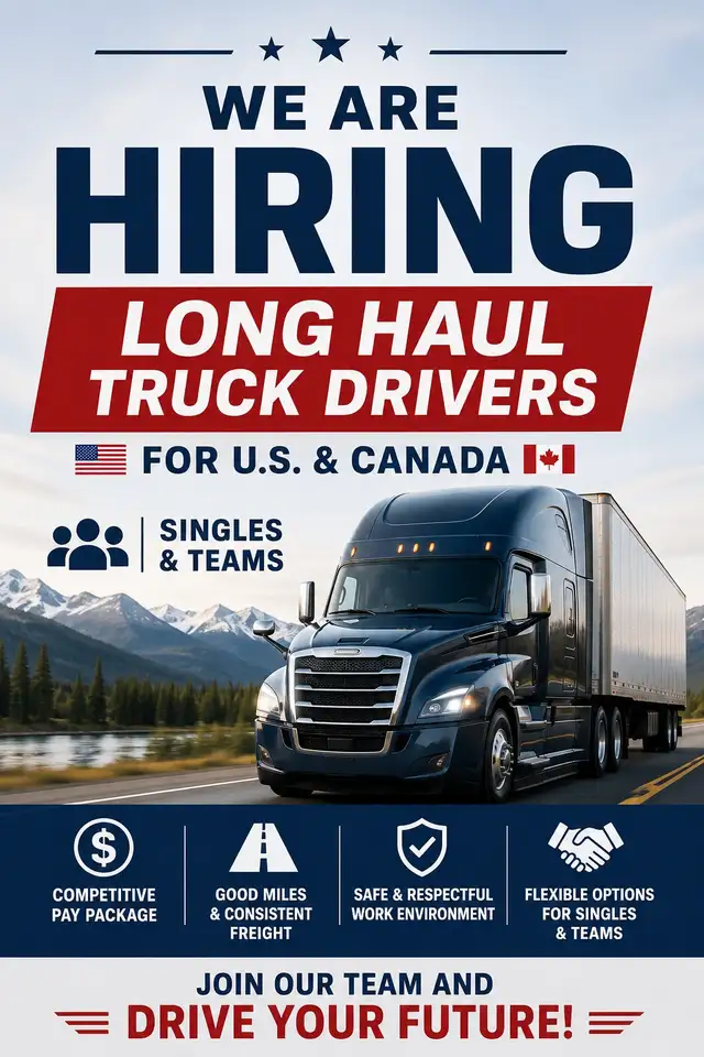 HIRING!! Long Haul Truck Drivers