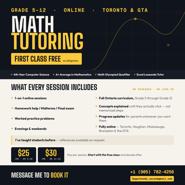 MATH TUTORING — GRADE 5 TO 12