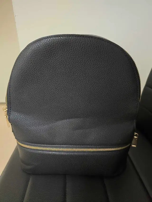 Black Faux Leather Backpack