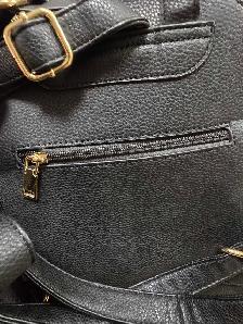 Black Faux Leather Backpack - Photo 7