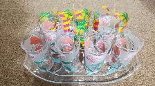 12 piece plastic beverage set with serving tray
