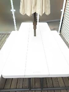 picnic table Umbrella with base - Photo 8