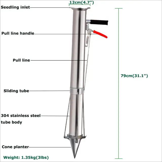 Single Shank Hand-Held Seedling Transplanting Tool 027283