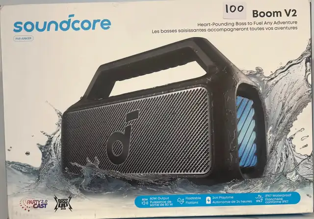 soundcore Boom 2 Plus Outdoor Speaker, 140W, 2 2 Channel, BassUp