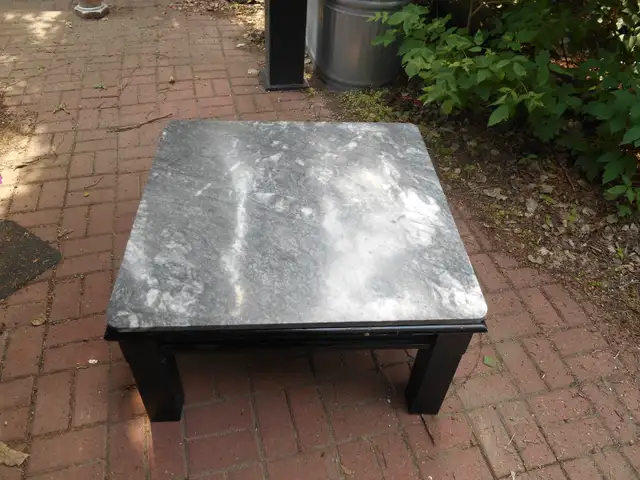 3x3 foot marble slab 3/4' thick on a games/craft/prep table
