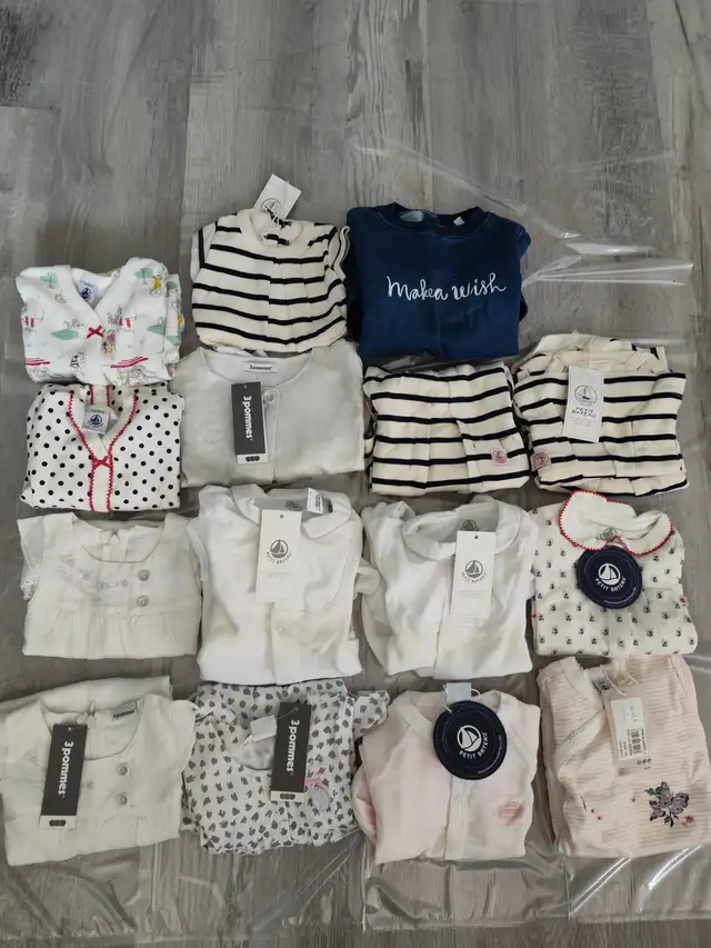 Baby bodysuits from Petit Bateau & 3Pommes for ages 1 -12 months