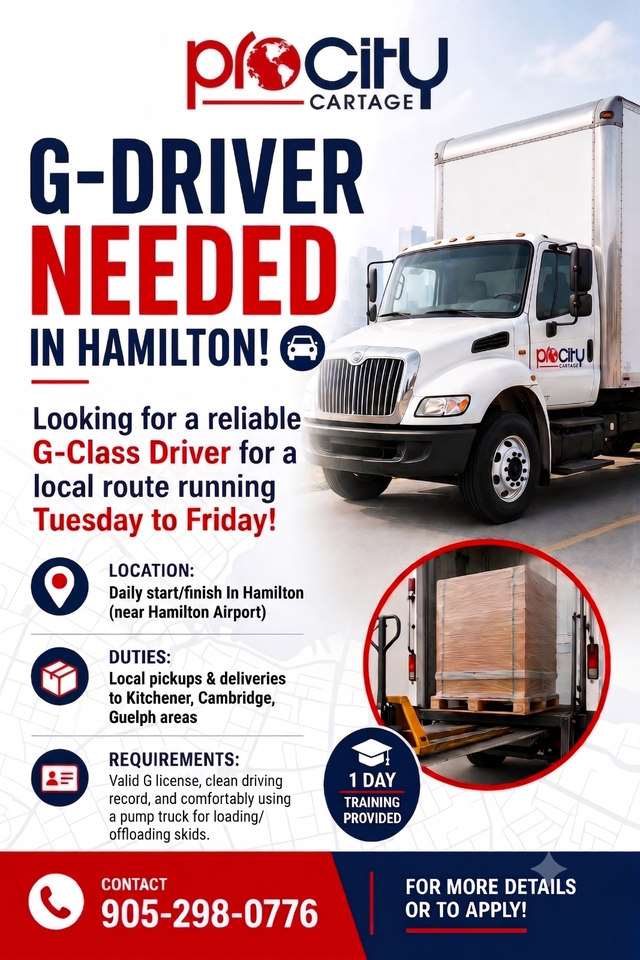 G-Driver Needed in Hamilton!