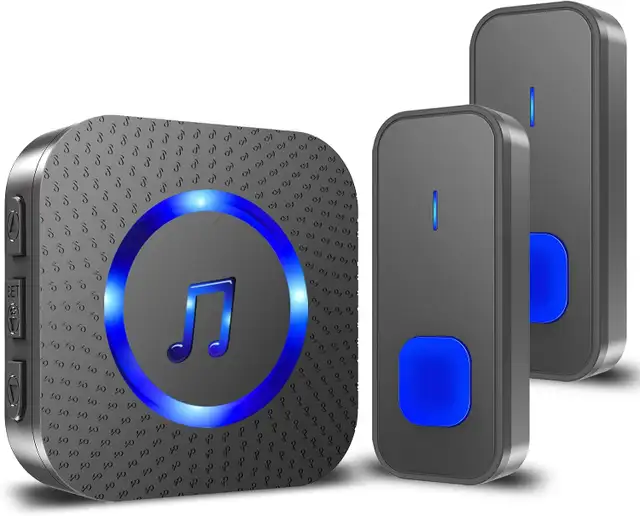 Wireless Doorbell with 1 Receiver 2 Buttons,IP55 Waterproof Bell
