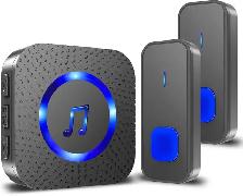 Wireless Doorbell with 1 Receiver 2 Buttons,IP55 Waterproof Bell