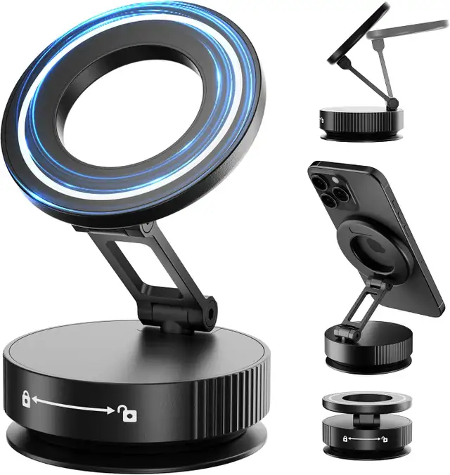 Magnetic Phone Holder for MagSafe,Foldable Suction Cup 360°