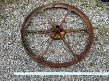 Antique steel wheel décor