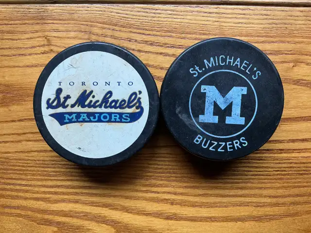 Vintage St. Michael’s Majors & Buzzers Hockey Pucks !