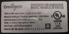 Omnitech Cross Cut Paper Shredder, Model OT-EXC12A. - Photo 5