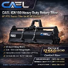 CAEL IGN160 Heavy Duty 61-Inch Rotary Tiller – PTO 3-Point Hitch