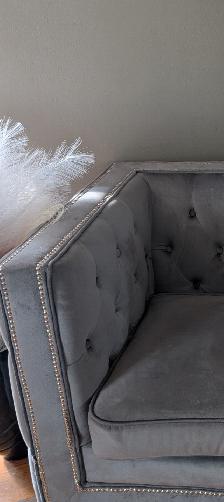 Set of 2 beautiful gray velvet chairs - Photo 3