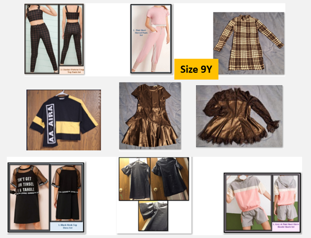 Lot of 13 Pieces of Girl's Outfits (Size 9Y). Brand new.