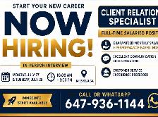 NOW HIRING – Client Relation Specialist