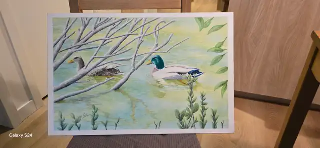 Tableau / aquarelle originale laminée sur bois.