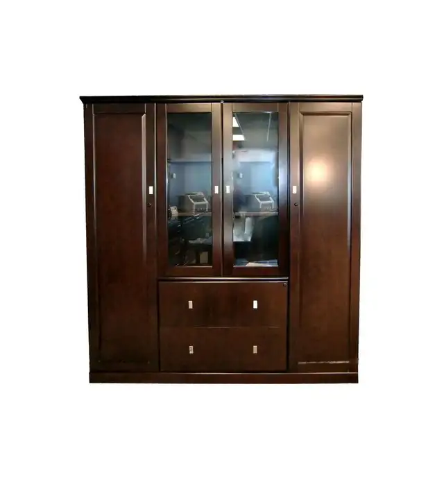 High-End Wood Veneer Bookcase & Storage Cabinets