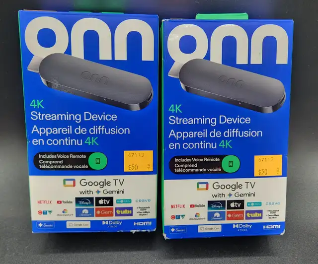 ONN 4K TV Streaming Device New in Box x2 Available