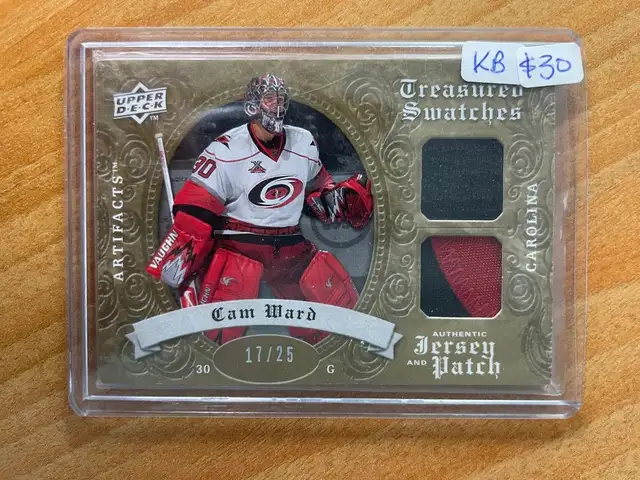 2008-09 Treasured Swatches Jersey Patch Combo Gold Cam Ward #'d