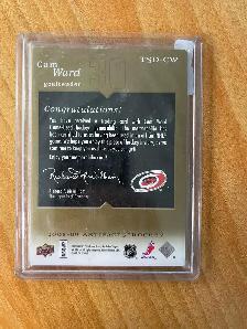 2008-09 Treasured Swatches Jersey Patch Combo Gold Cam Ward #'d - Photo 2