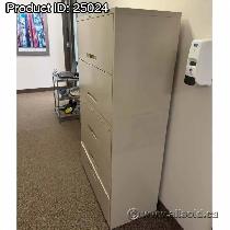 Global Beige 5 Drawer Flip Front Lateral File Cabinet, Locking
