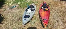 2 kayaks and paddles for sale Pelican Premium