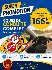 Cours de conduite complet (166$   tax) EN LIGNE
