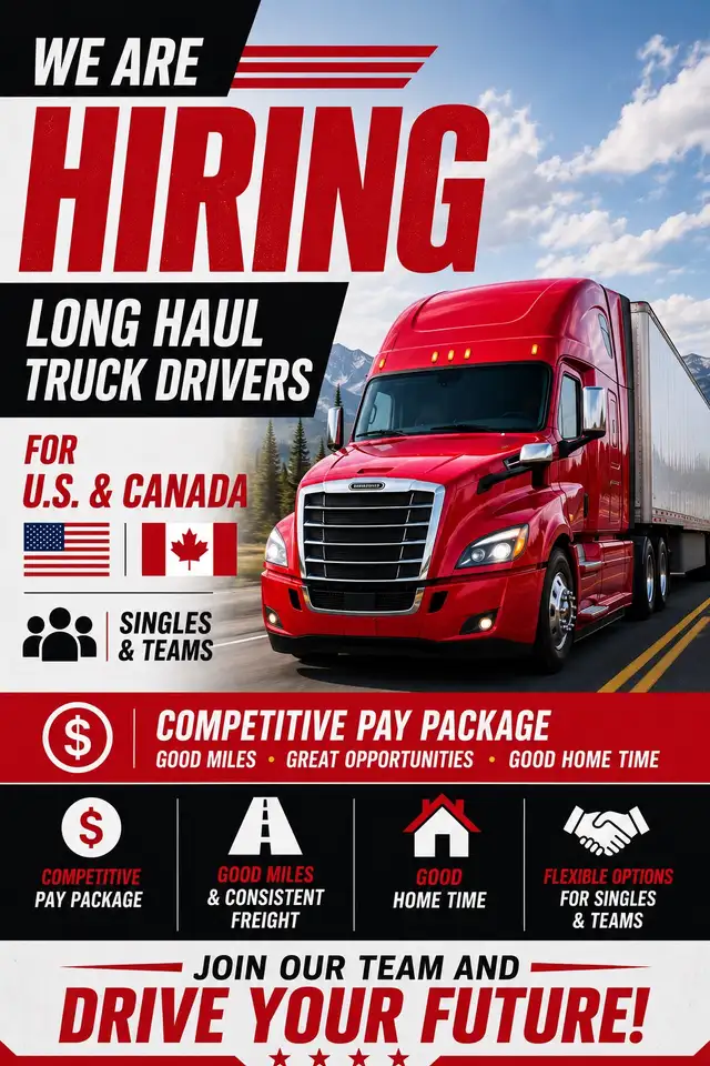 HIRING!! Long Haul Truck Drivers