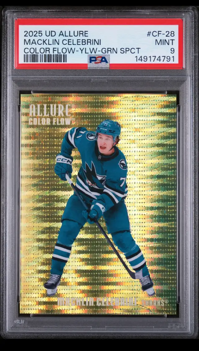 2025 UD Allure Macklin Celebrini Color Flow-Yellow Green Spectru
