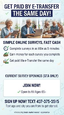 GTA Paid Surveys – Get e-Transferred Today!
