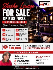 SHEHSHA LOUNGE FOR SALE OF BUSSINESS IN RICHMOND HILL