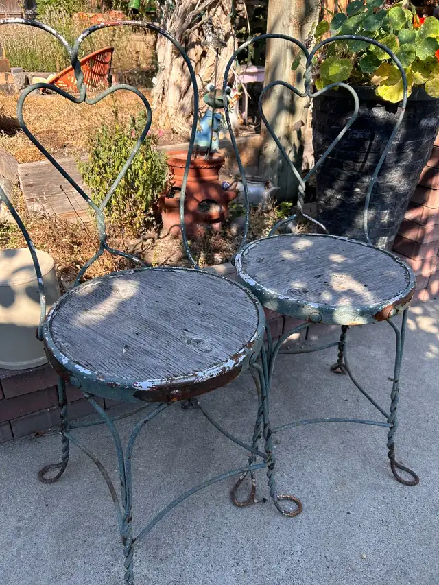 Vintage Pair of Metal Patio Chairs