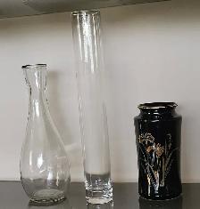 Three (3) Vases, one price. 2 glass and one Japanese.