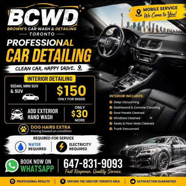 Mobile Interior Car Detailing – Starting at $150!
